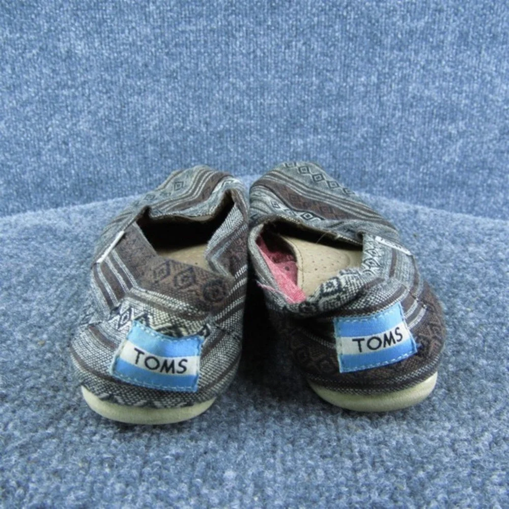 TOMS Alpargata‎ Women Gender Flat Shoes Size 6 Casual Brown Fabric Geometric